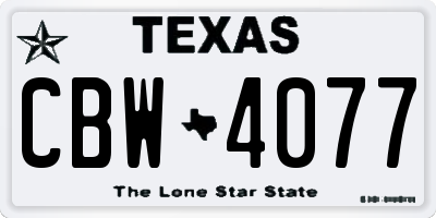 TX license plate CBW4077