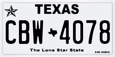 TX license plate CBW4078
