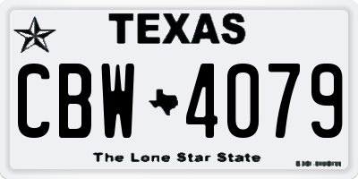 TX license plate CBW4079