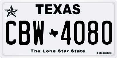 TX license plate CBW4080