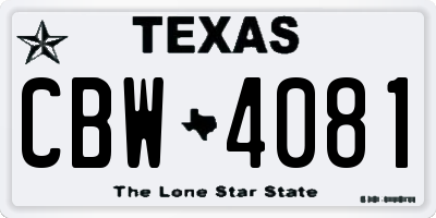 TX license plate CBW4081