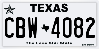 TX license plate CBW4082
