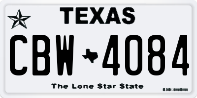TX license plate CBW4084