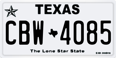 TX license plate CBW4085