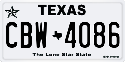 TX license plate CBW4086