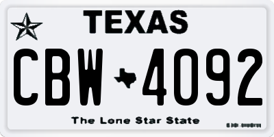 TX license plate CBW4092