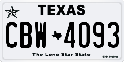 TX license plate CBW4093