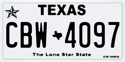 TX license plate CBW4097