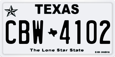 TX license plate CBW4102