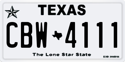 TX license plate CBW4111