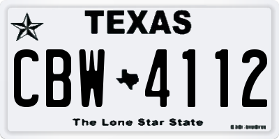 TX license plate CBW4112