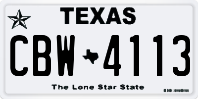 TX license plate CBW4113