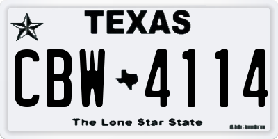 TX license plate CBW4114