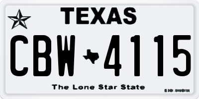 TX license plate CBW4115