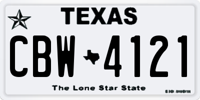 TX license plate CBW4121