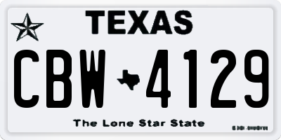 TX license plate CBW4129