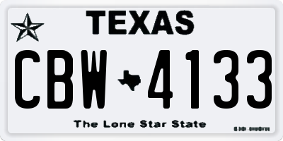 TX license plate CBW4133