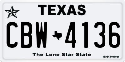 TX license plate CBW4136