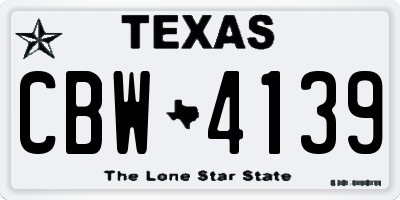 TX license plate CBW4139