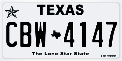 TX license plate CBW4147