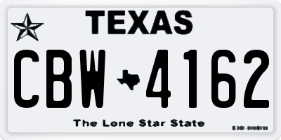 TX license plate CBW4162