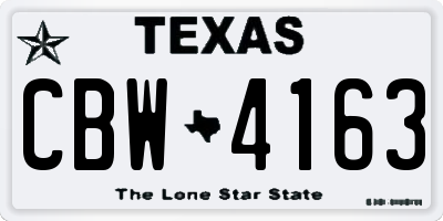 TX license plate CBW4163