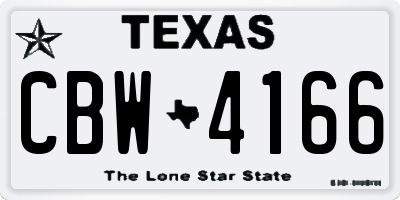 TX license plate CBW4166