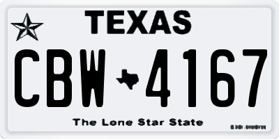 TX license plate CBW4167