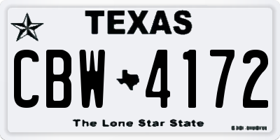 TX license plate CBW4172
