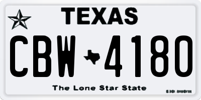 TX license plate CBW4180