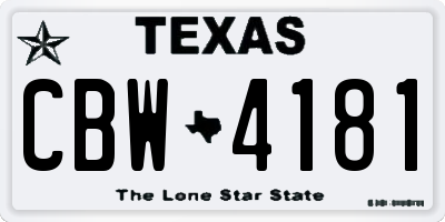 TX license plate CBW4181