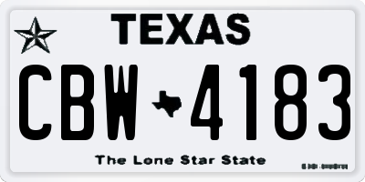 TX license plate CBW4183