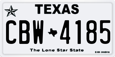 TX license plate CBW4185