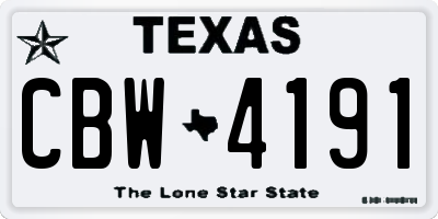 TX license plate CBW4191