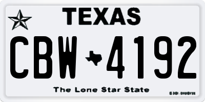 TX license plate CBW4192