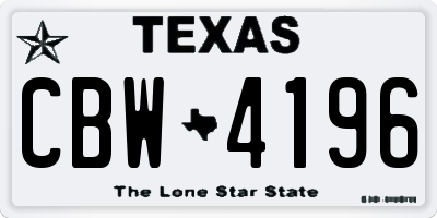 TX license plate CBW4196