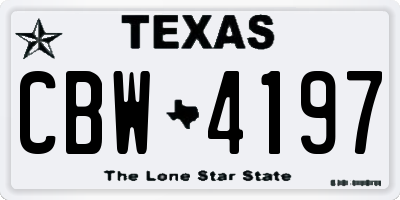 TX license plate CBW4197