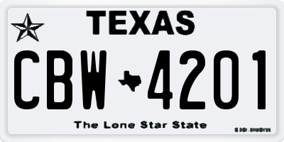 TX license plate CBW4201