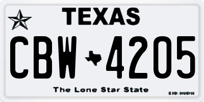 TX license plate CBW4205