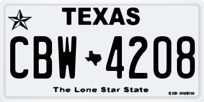 TX license plate CBW4208