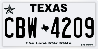 TX license plate CBW4209