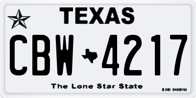 TX license plate CBW4217