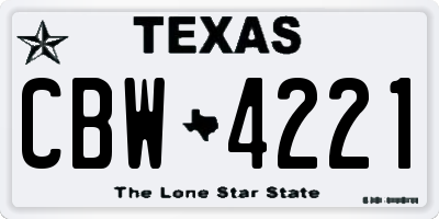 TX license plate CBW4221