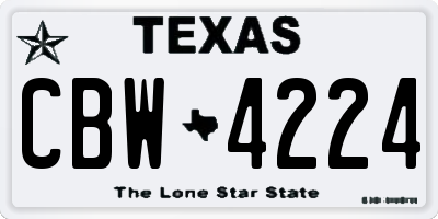 TX license plate CBW4224