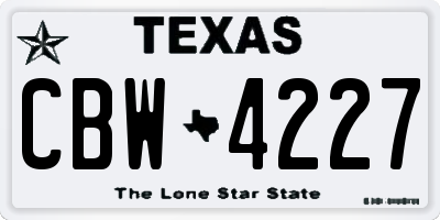 TX license plate CBW4227