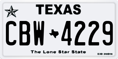 TX license plate CBW4229