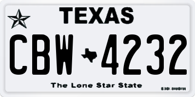 TX license plate CBW4232