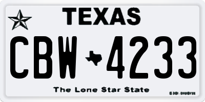 TX license plate CBW4233