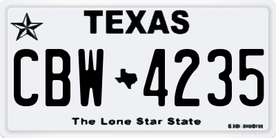 TX license plate CBW4235