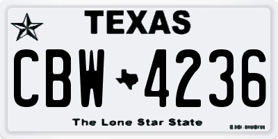 TX license plate CBW4236